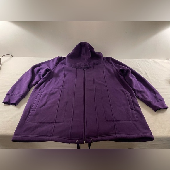 Woman Within Thermal Lined Fleece Hoodie Size 1X Purple - Picture 8 of 16